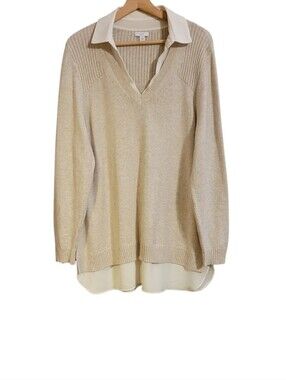 J. Jill Cream Layered Sweater Blouse